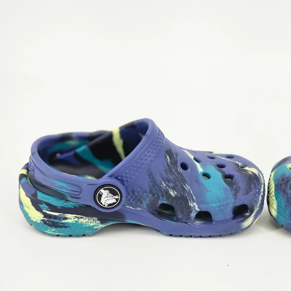 Crocs Classic Marbled Clog Blue Calcite Yellow Citron Comfort Shoes Toddler 7